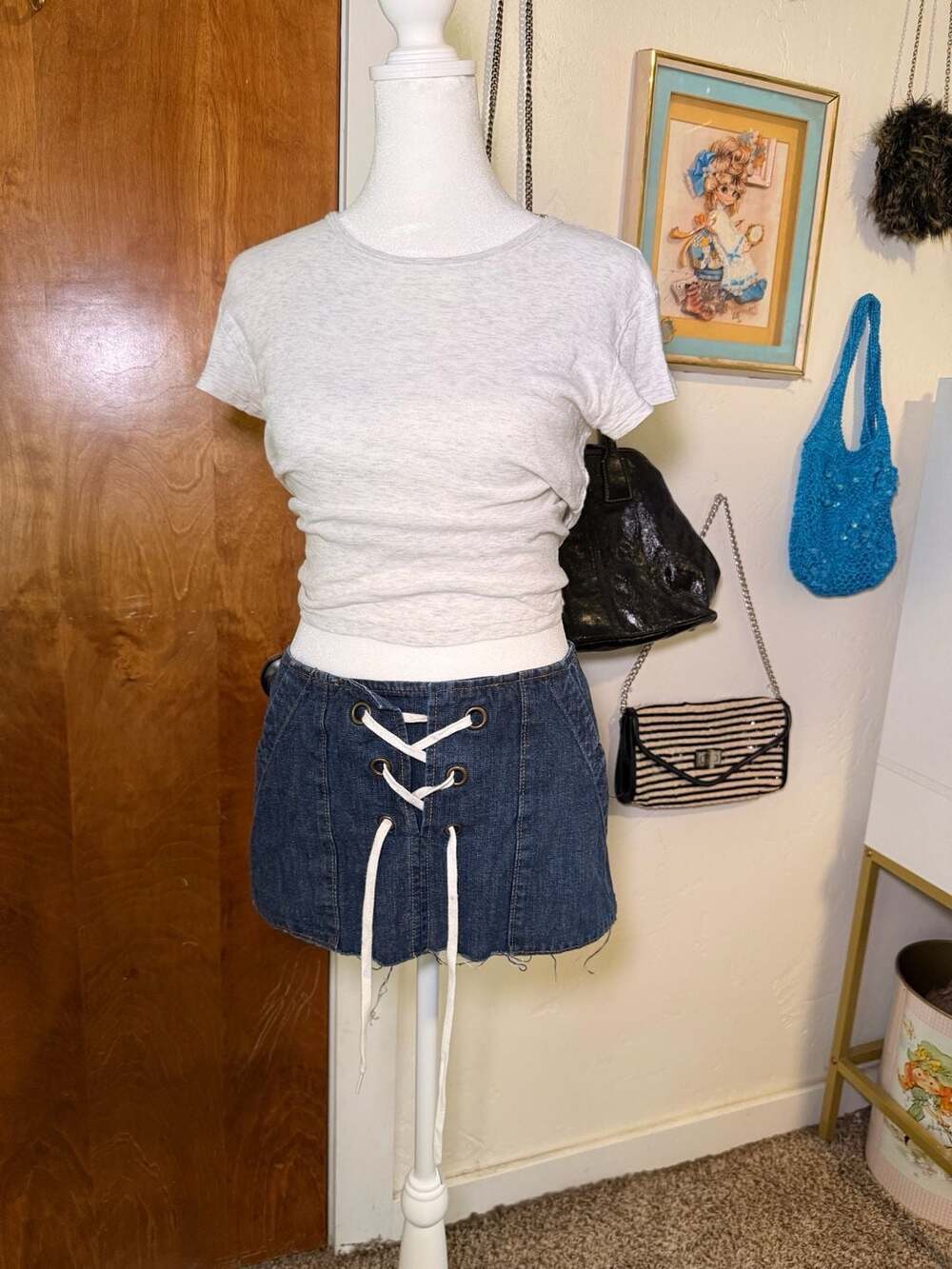 Gap Jeans Vintage Lace-Up Front Denim Mini Skirt